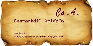 Csarankó Arián névjegykártya